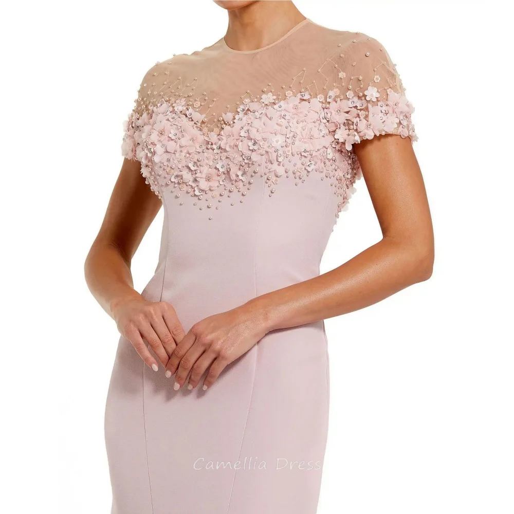 Aangepaste moeder van de trouwjurk zeemeermin gastjurk korte mouwen kralen moeder van de bruid jurken bruiloft