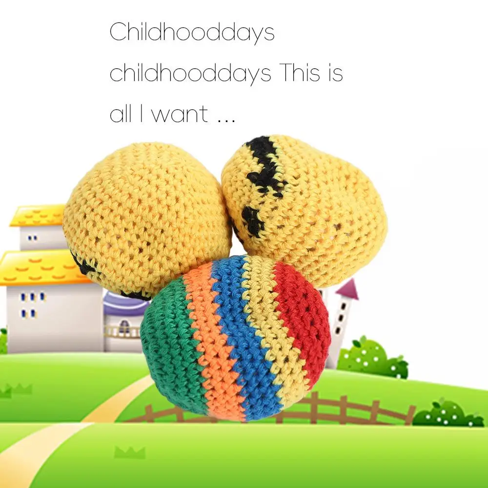 3 pezzi filo per maglieria palline da giocoleria colorate colore casuale mini bambini giocattoli da esterno sfera sacchetti di fagioli lavorati a maglia fatti a mano per bambini