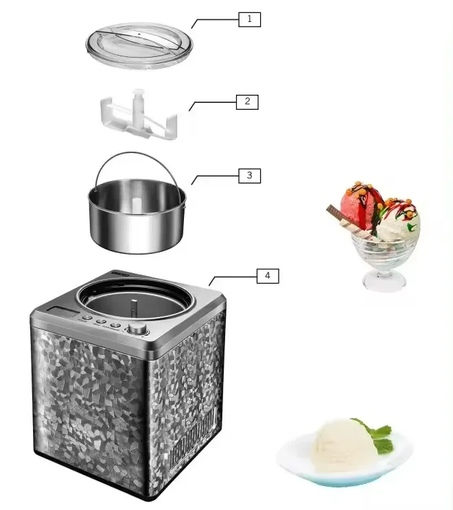 2.5L large capacity full automatic home ice cream maker machine