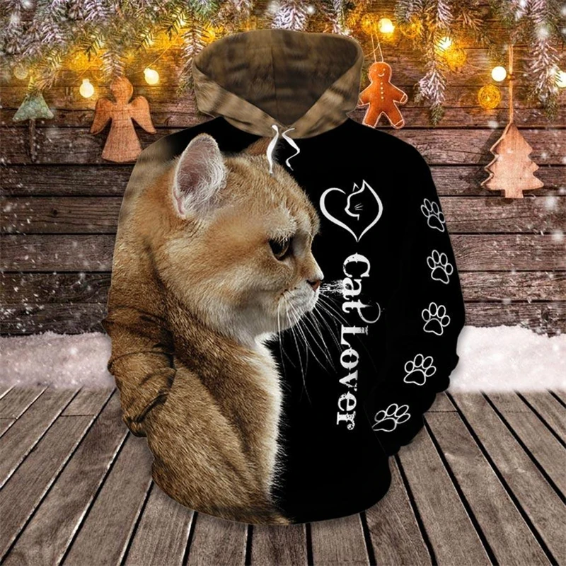 Sudaderas con capucha de gato para hombre y mujer, jerséis de manga larga, ropa deportiva informal para diario, novedad de otoño, 2024