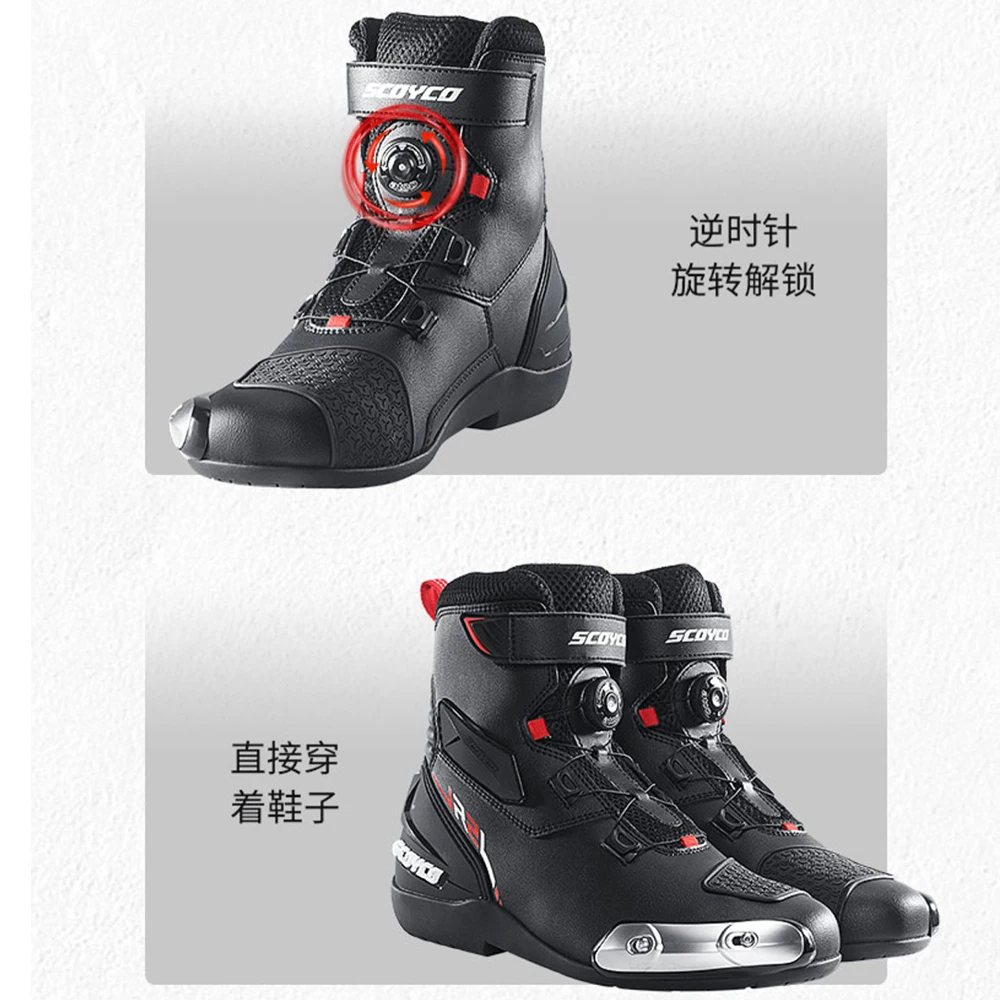 SCOYCO TPU Motorcycle Boots Man Motocross Boot Fall Prevention Boots Motorcycle Shoes Non-slip Bike Motorbike Men Boots