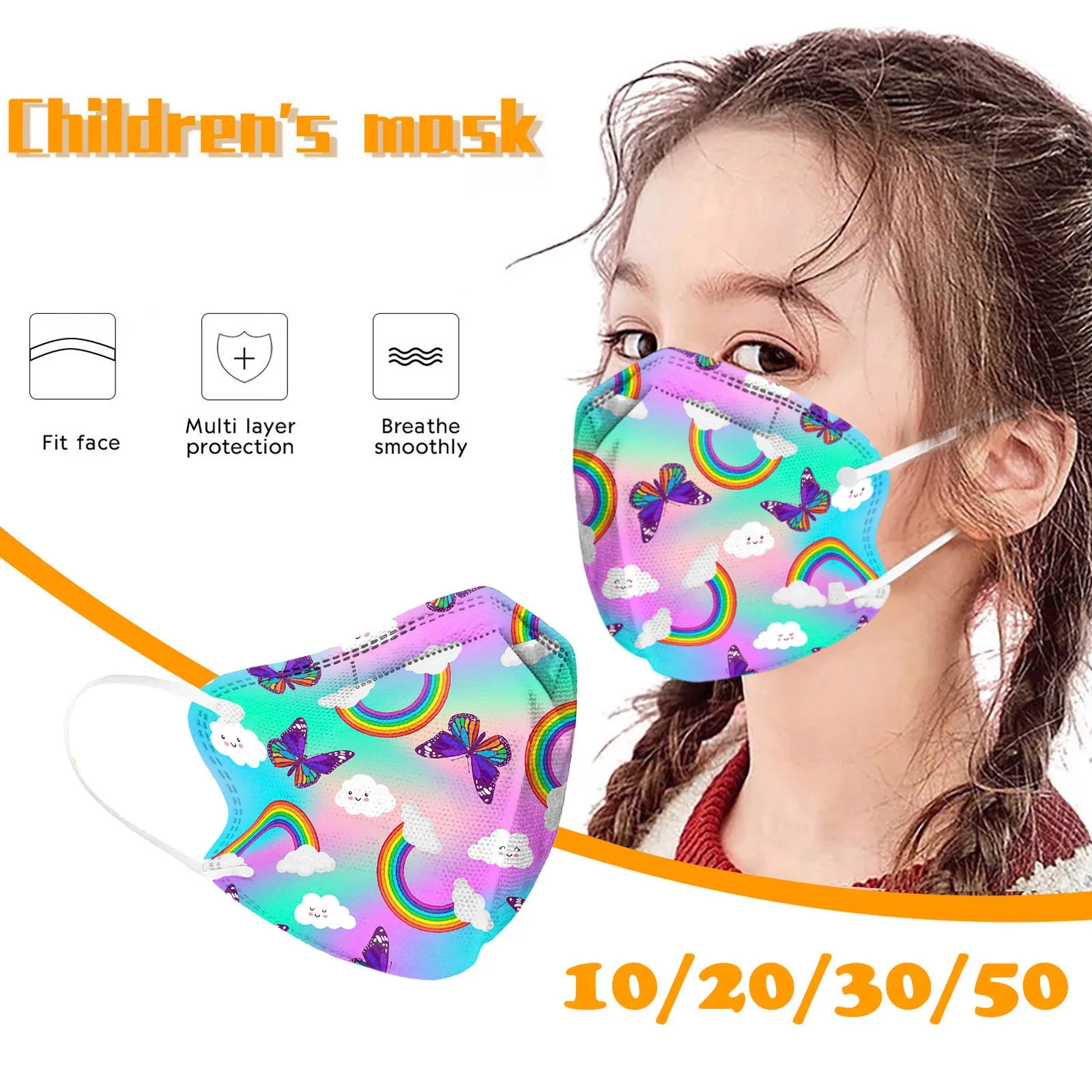 Kids Cartoon Print Face Mask Multi Layer Protection Breathable Comfortable Children'S Dust Mask Disposable Protective Mouth T1