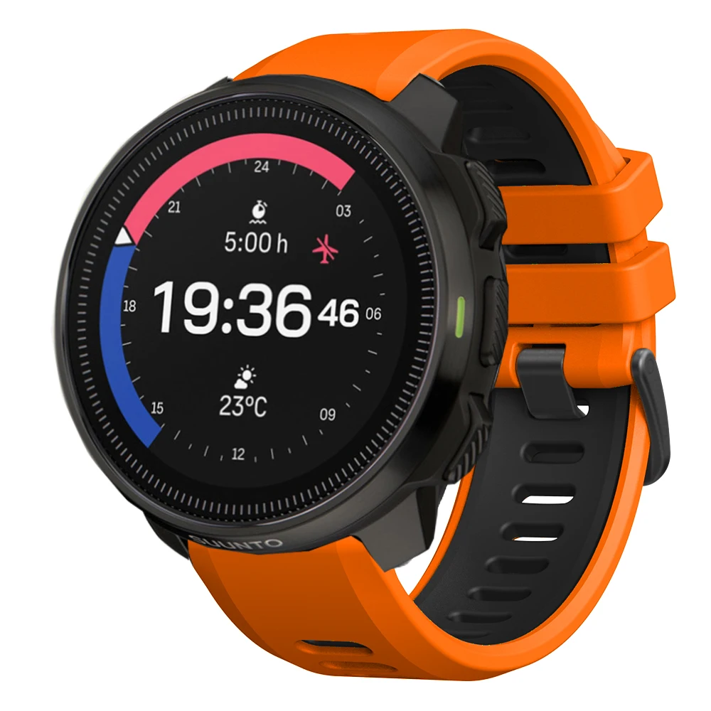 Tweekleurige siliconen 22 mm horlogeband voor Suunto Run / RACE S / Ocean / Verticale sportbandarmband voor Suunto 5 9 Peak Pro-polsband