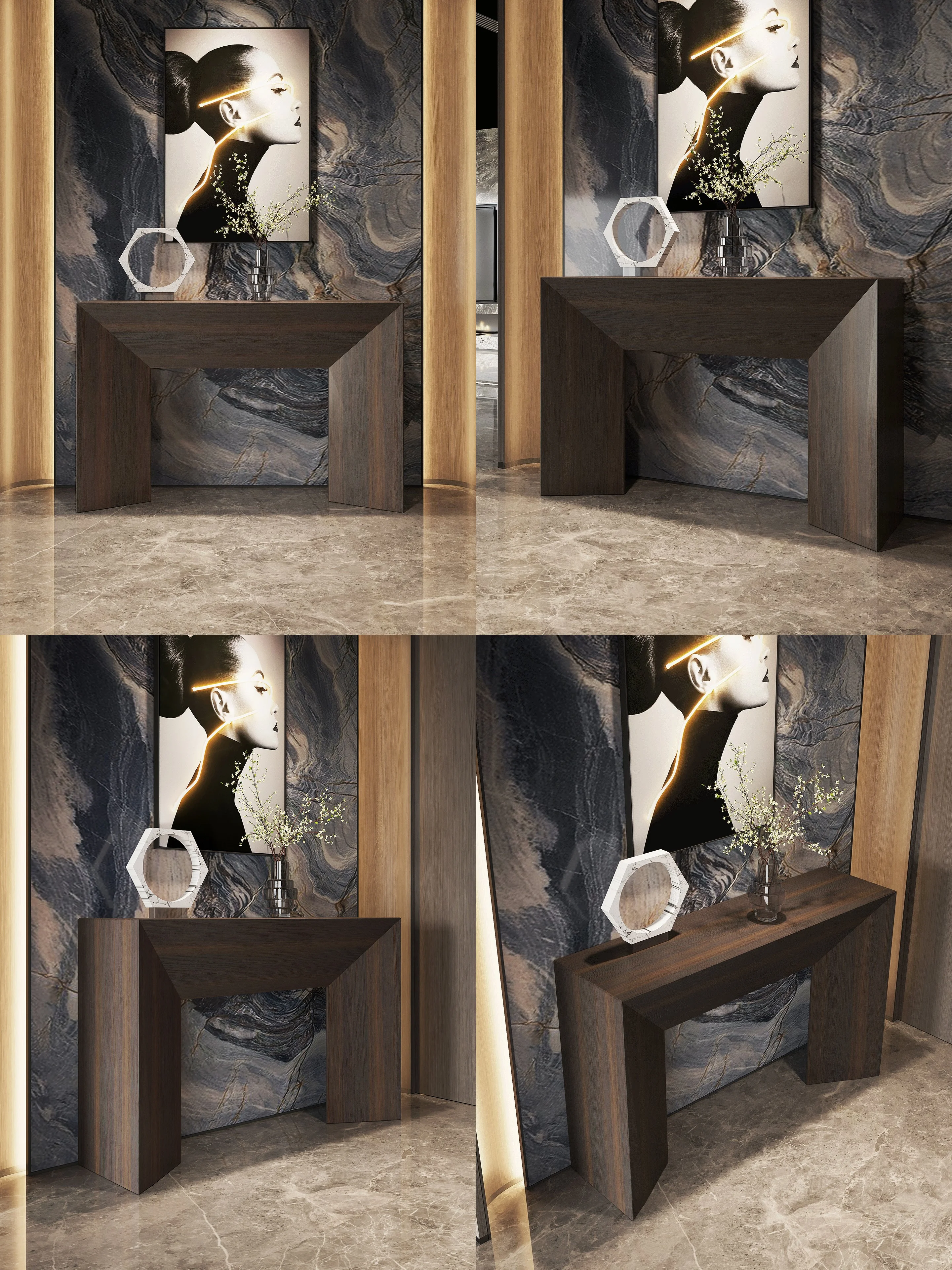Italian Vintage Entryway Table Luxury Solid Wood Console Table Minimalist Hallway Sofa Table Slim Sideboard for Living Room