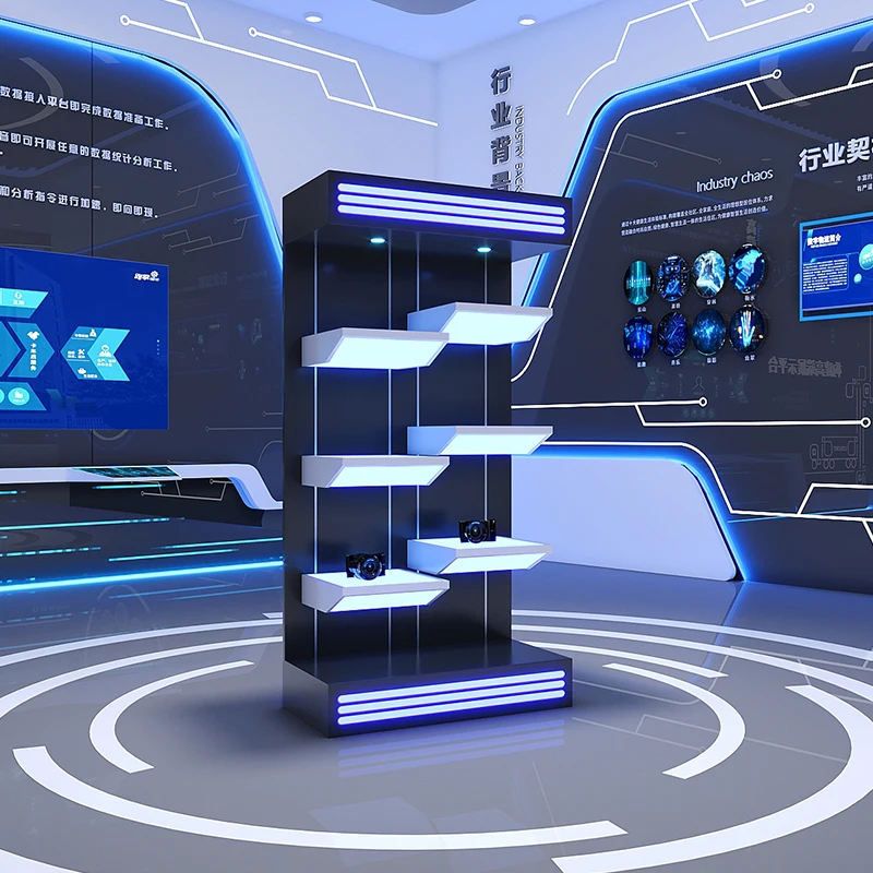 custom.Customized Modern MDF Island Display Cabinet Technology Experience Company Product Table School Hospital Showroom Boo view 4