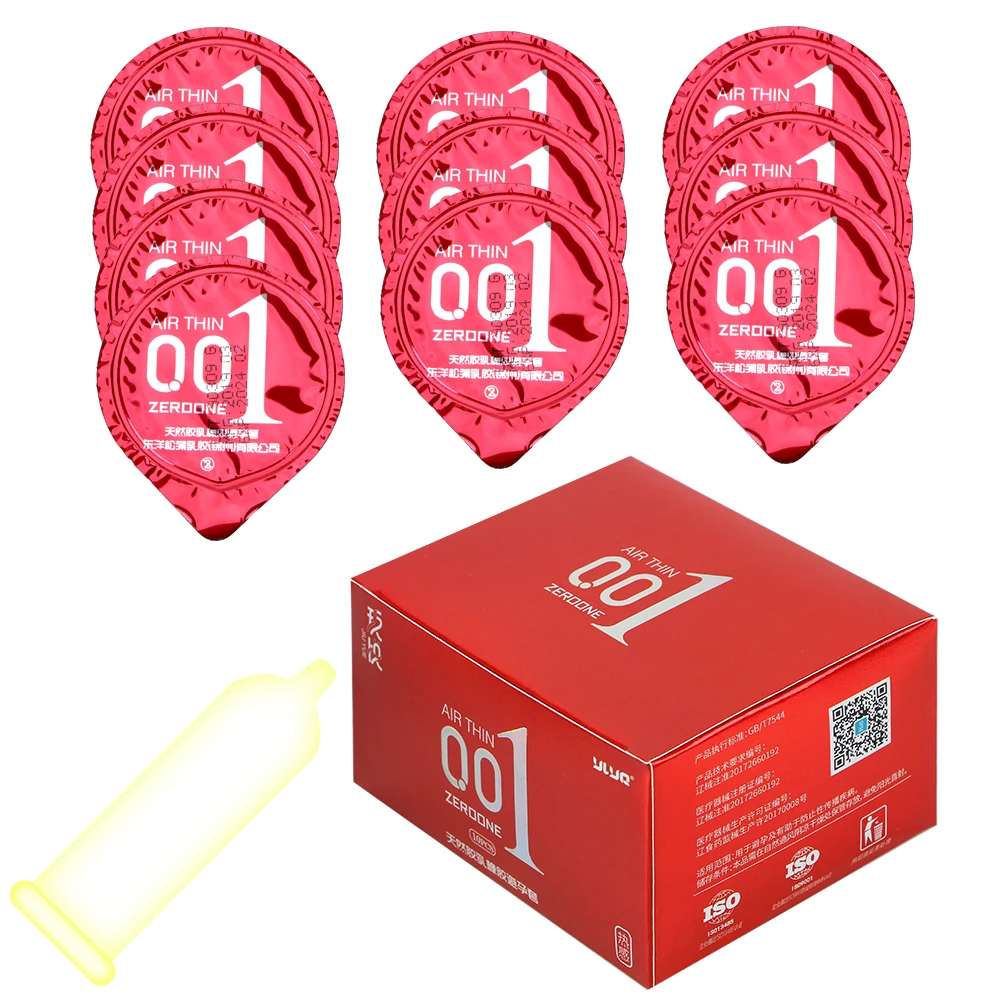 Sex Toys for Men Natural Latex Hyaluronic Acids Condoms 10 Pieces/Box 0.01 Ultra Thin Ice Heat Touch Sex Products