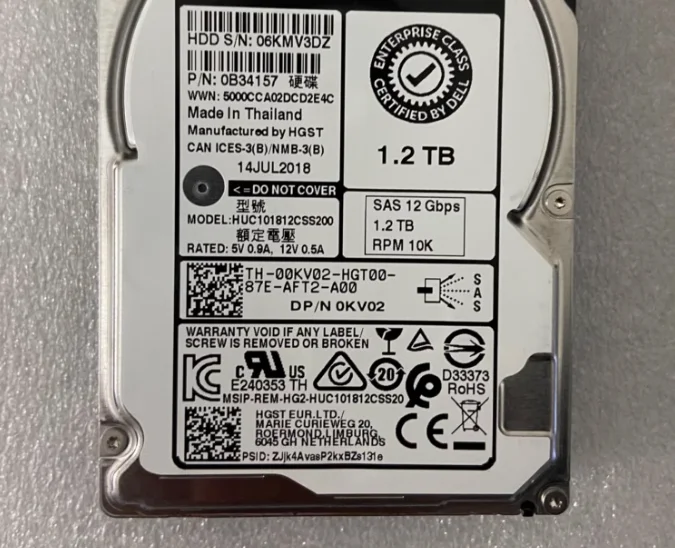 

For 00KV02 HUC101812CSS200 1.2TB SAS 10K hard drive