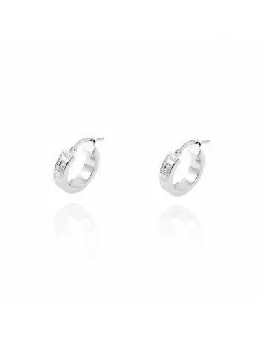 Earrings women/Girl white gold 18k Greca hoops 15x4mm