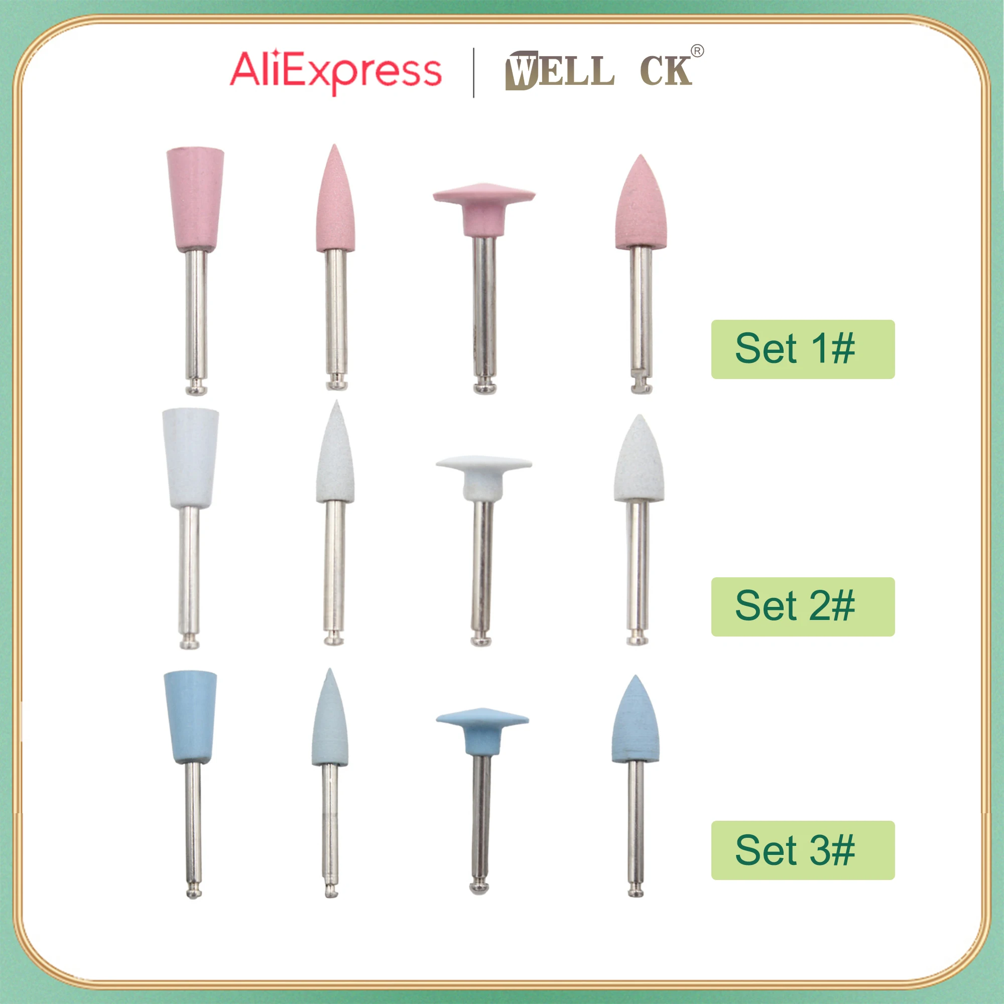 4Pcs Dental Composite Polishing Material Silicone Polishing Tip Grinding Heads Teeth Polisher For Low-Speed Handpiece