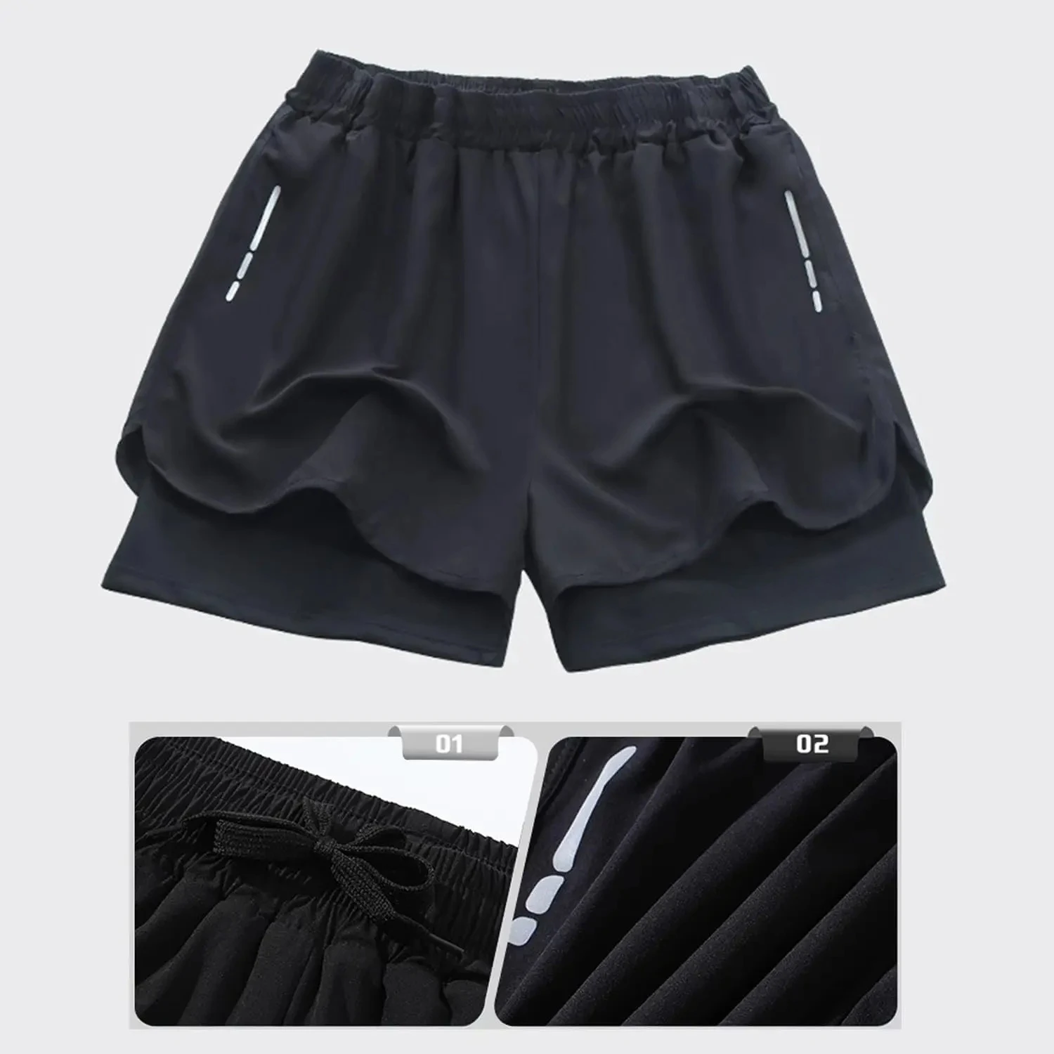 Men's Swim Trunks Quick Dry Athletic Shorts with Compression Liner for Beach Pool Running Gym - view 2