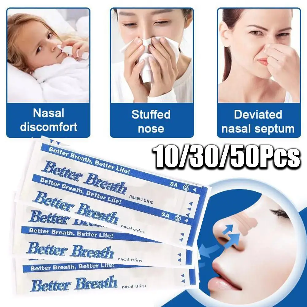 10/30/50Pcs Nasal Strips for Snoring Nasal Obstruction Relief Extra Strength Anti Snoring Solution for Men, Women