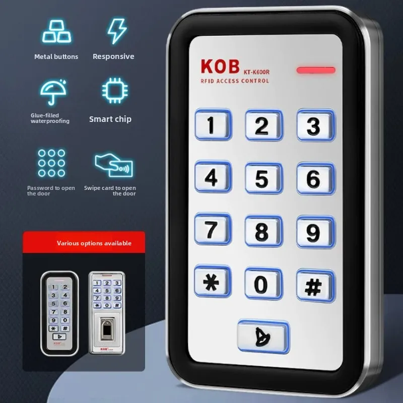 KOB Embedded Metal Reading Head Outdoor Rainproof Fingerprint Access Control Integrated Machine Card Swiping Password