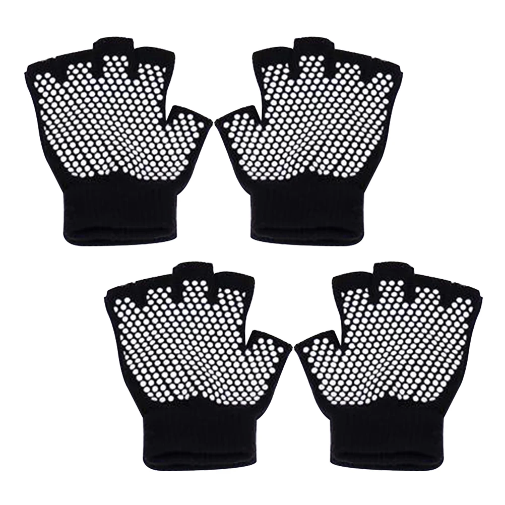 

2pcs Non-Slip Yoga Gloves Half Finger Knitted Workout Fitness Training Gloves For Men Women Breathable Exercise Hand Protection