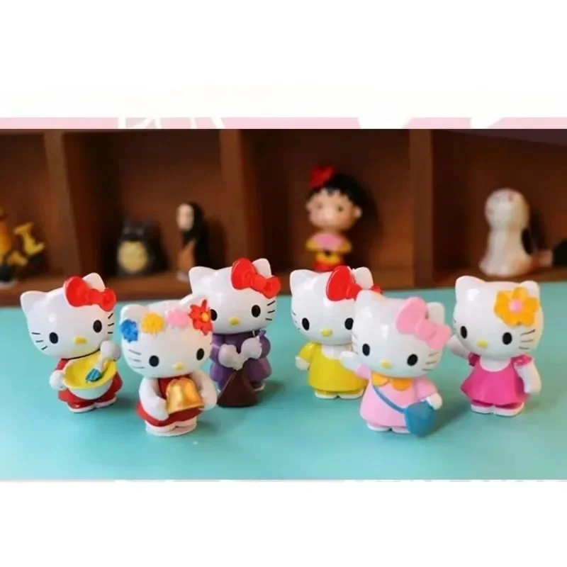 Sanrio Hallo Kitty Dekoration Puppe Anime Action figur niedlichen Spielzeug q figürliche Auto Schreibtisch Kuchen Dekoration Modell Kinder Geburtstags geschenke