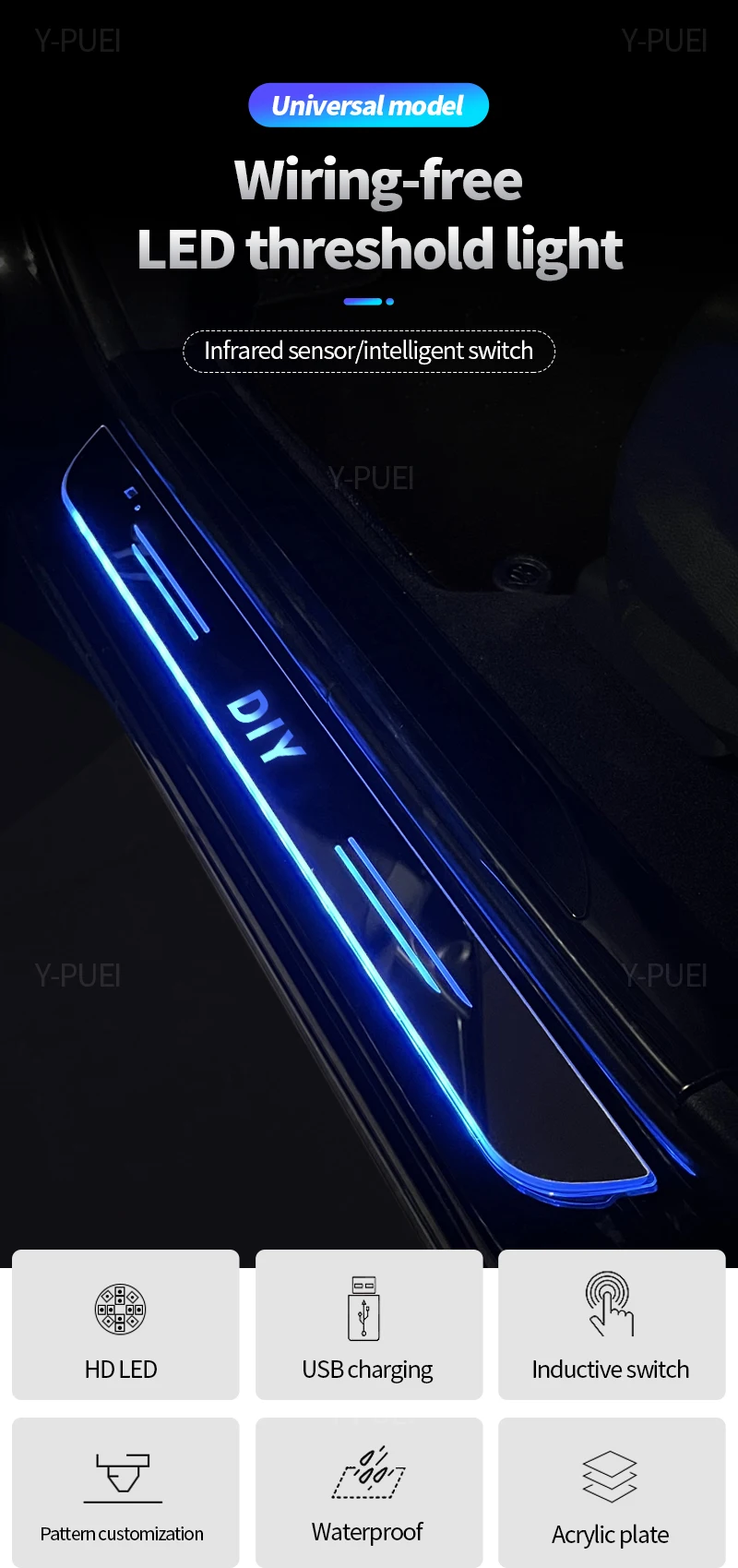 Angepasst für byd atto 3 ev yuan lied han auto willkommen tür beleuchtet schwelle licht logo lampe led auto pedal dekoration – Detail 1