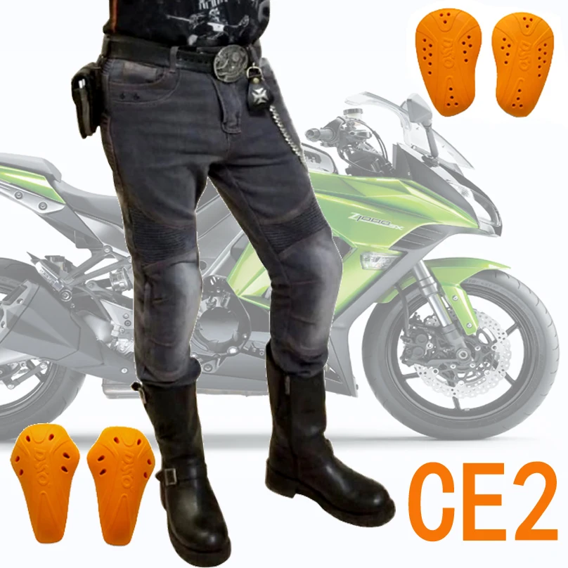 

Season Motorcycle Riding Jeans Outdoor Leisure Pants With Knee Hip Protection Gear Safety Equipment