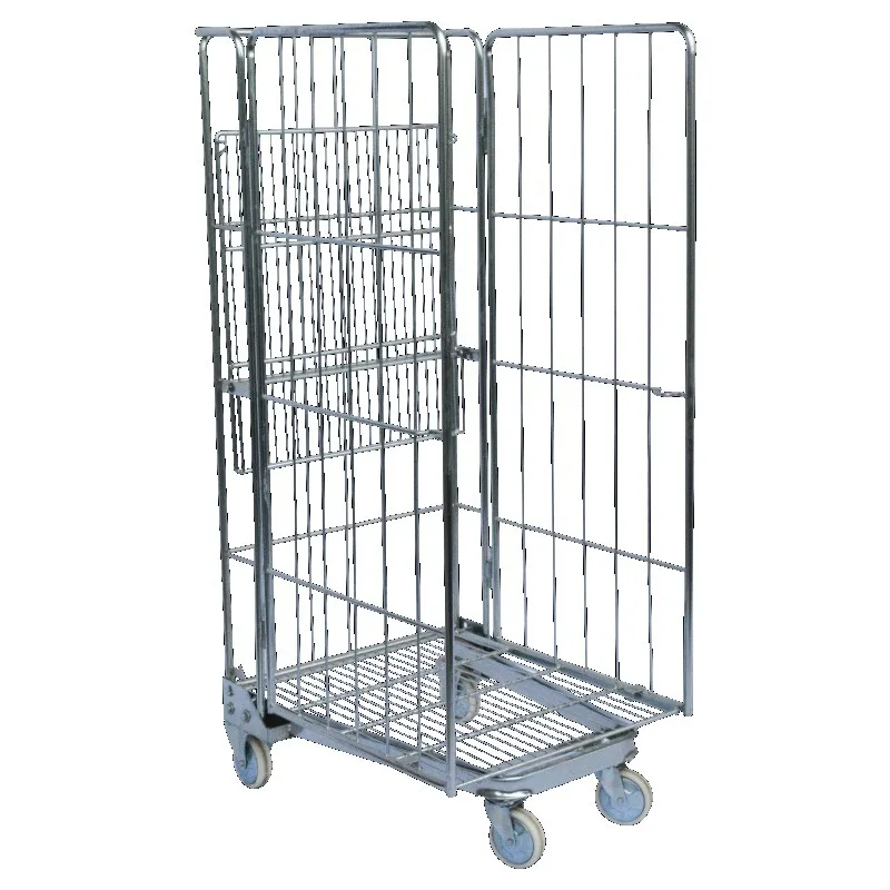 High quality logistics storage folding steel storage cage rolling container