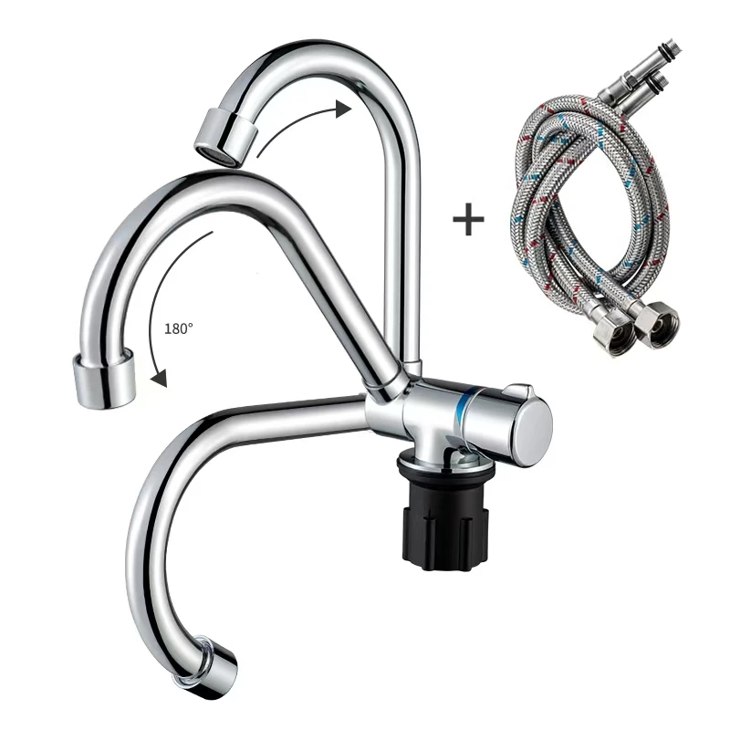 

DREAMRV Аксессуары для автодома Внутренний кран для автодома с одной ручкой Холодная и горячая вода Вращающийся складной клапан с одним отверстием Полированное использование на кухне