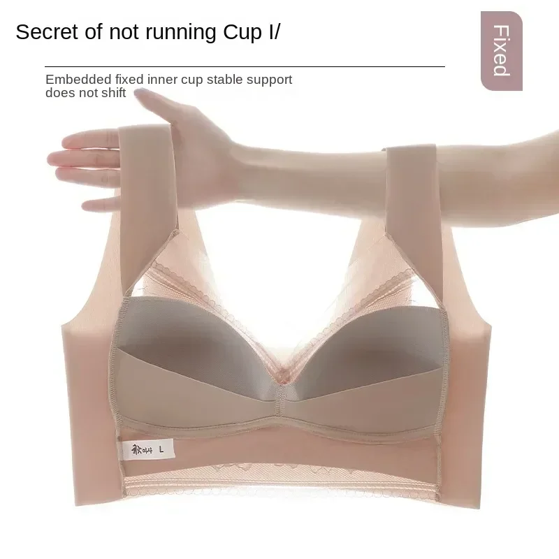 สุภาพสตรี Bra ชุดชั้นในขนาดใหญ่ Anti-Glare ชุดชั้นในถ้วยคงที่ Tube One-piece Unwired ด้านบนกลับผู้หญิงสําหรับลูกไม้ที่สวยงาม