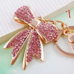 1 PC Sparkly Golden Color Rhinestone Bow Keychains for Women,Charms for Key Purse Handbags Backpacks Best Gifts for Mom