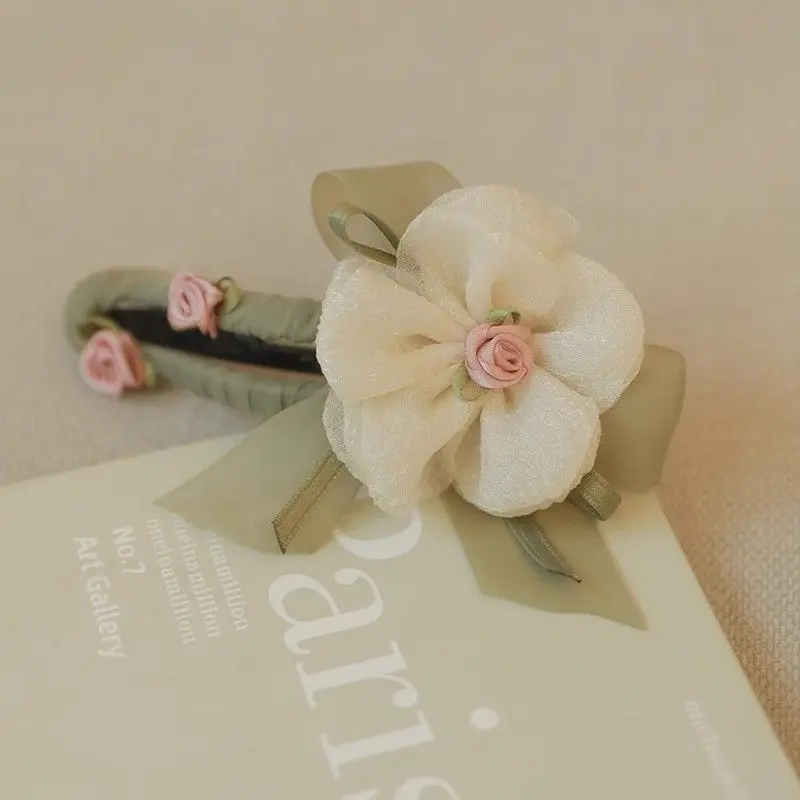 

1pc Super Fairy Temperament Bow Flower High-end Hair Clip Duckbill Clip Headband At The Back of The Head