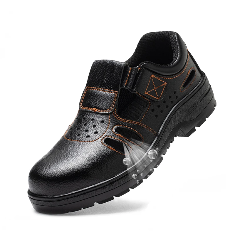 mens leisure steel toe caps shoes summer soft leather work sandals brand designer worker safety boots security footwear protect