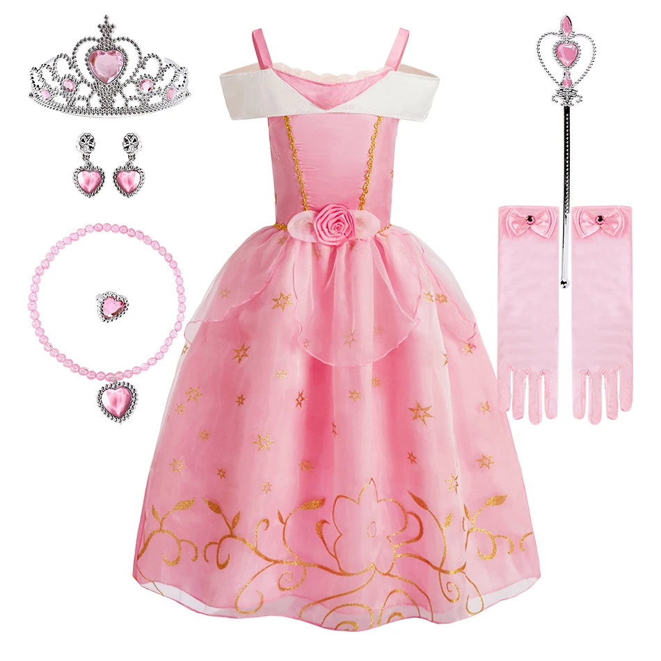 Abito cosplay da principessa natalizia per bambine Rapunzel Belle Aurora e Cenerentola con accessori Abito da ballo per banchetti adatto