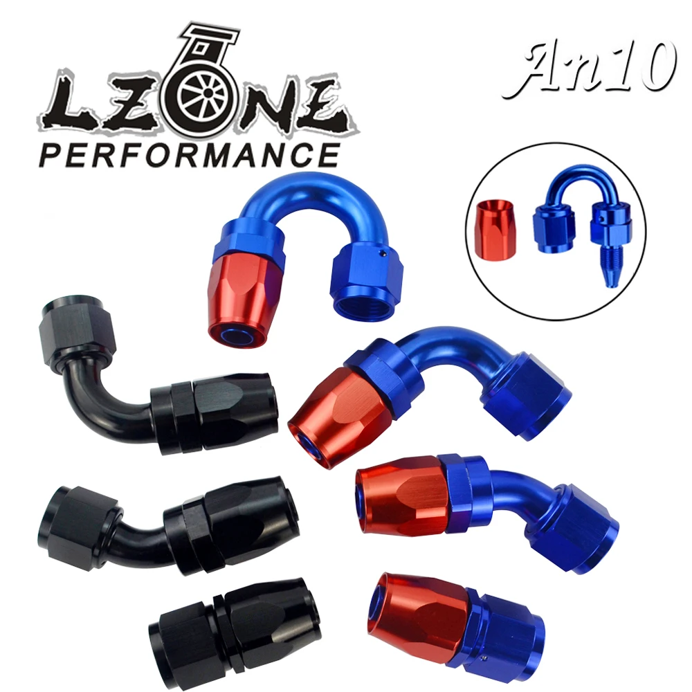 LZONE - 10 AN AN-10 Aluminum Straight 45 Degree 90 Degree 180 Degree Swivel Hose End Fitting Adapter Oil Fuel Line