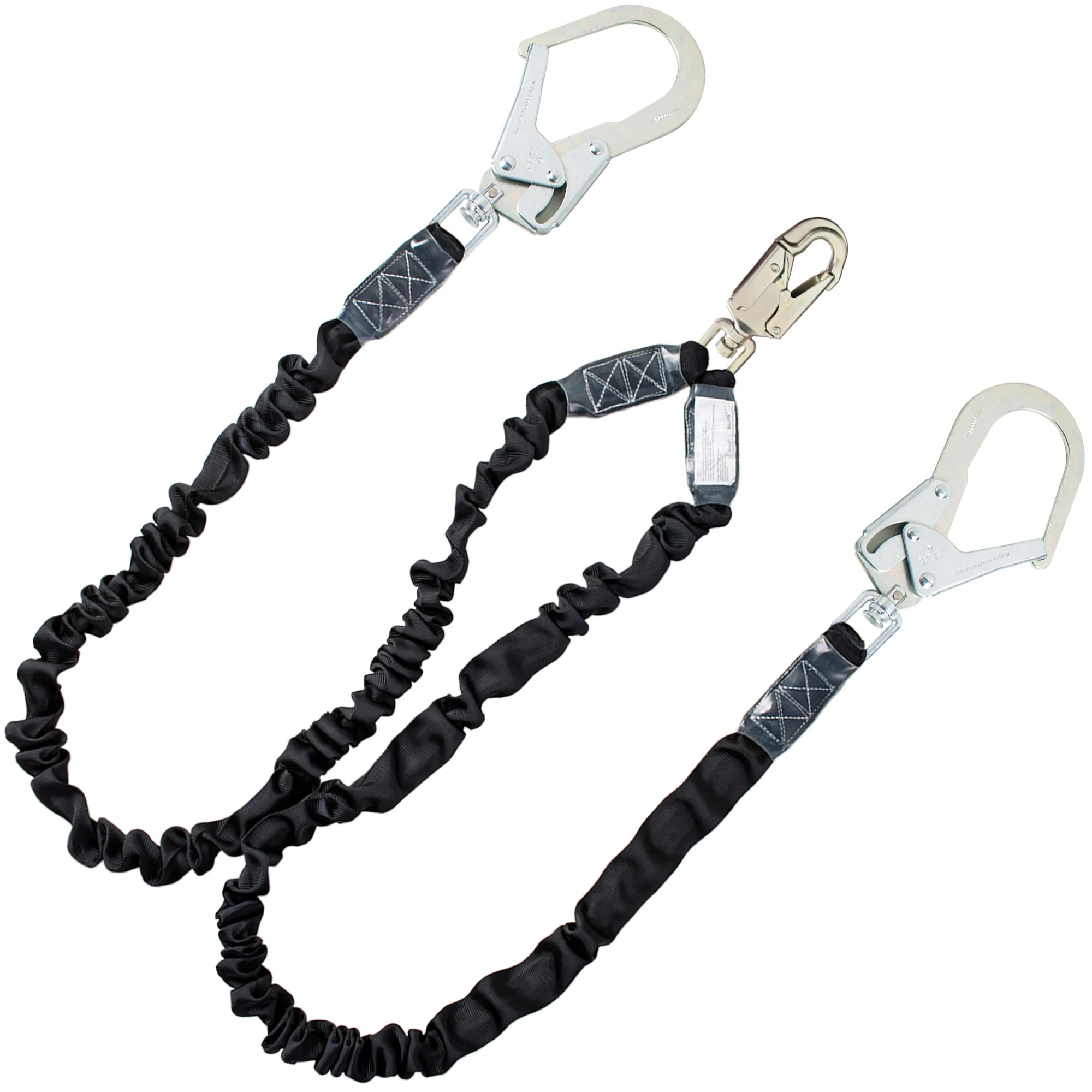 6FT Double Leg Safety Lanyard -Shock Absorbing Fall Protection Lanyard | DualSteel Hook & Snap Hook, OSHA & ANSI Rated
