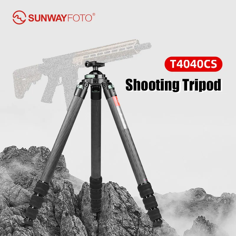 SUNWYAFOTO T4040CS Hunting Tripod for Shooting Rifle Stand Carbon Fiber,40mm,4 Sections,load 88lbs(40kgs)