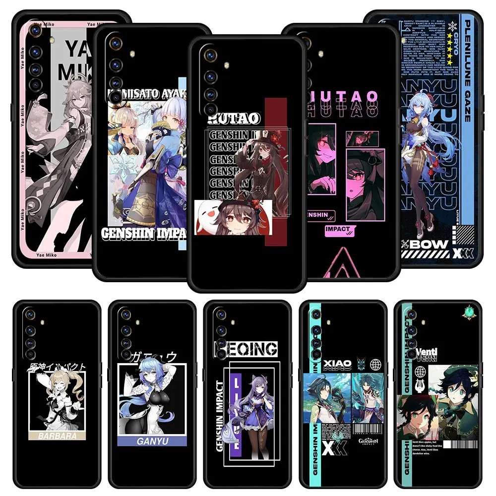 Genshin Impact Kazuha Phone Case For Realme 10 9 8 5G 7 6 GT2 Pro Plus 9i 8i C21 C11 C25 C35 GT Neo 2 3 3T Silicone Black Cover