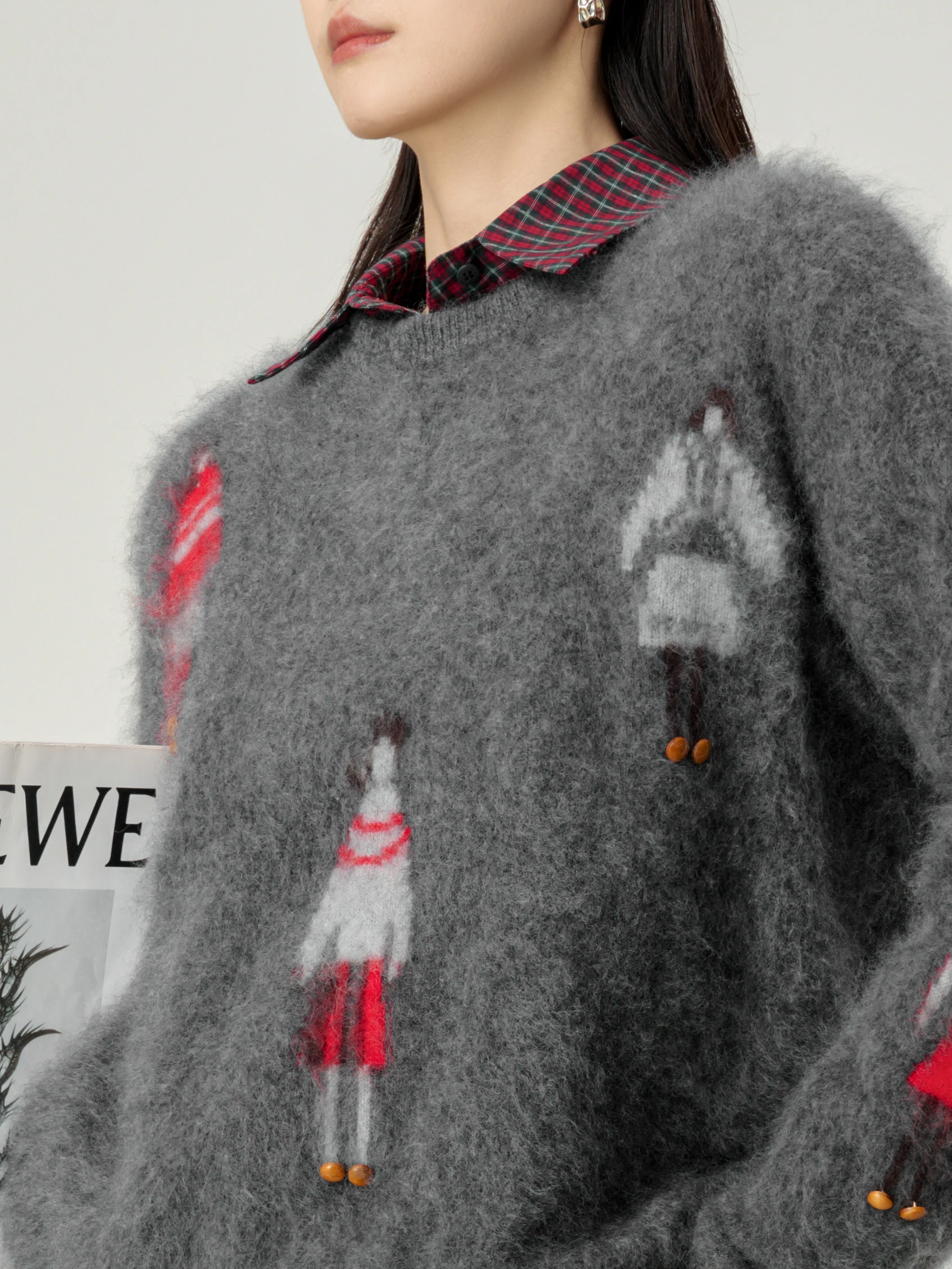 

Женский вязаный пуловер с узором, на флисовой подкладке, свободного кроя, с круглым вырезом, в стиле «ленивый шик», создающий ощущение высокого класса