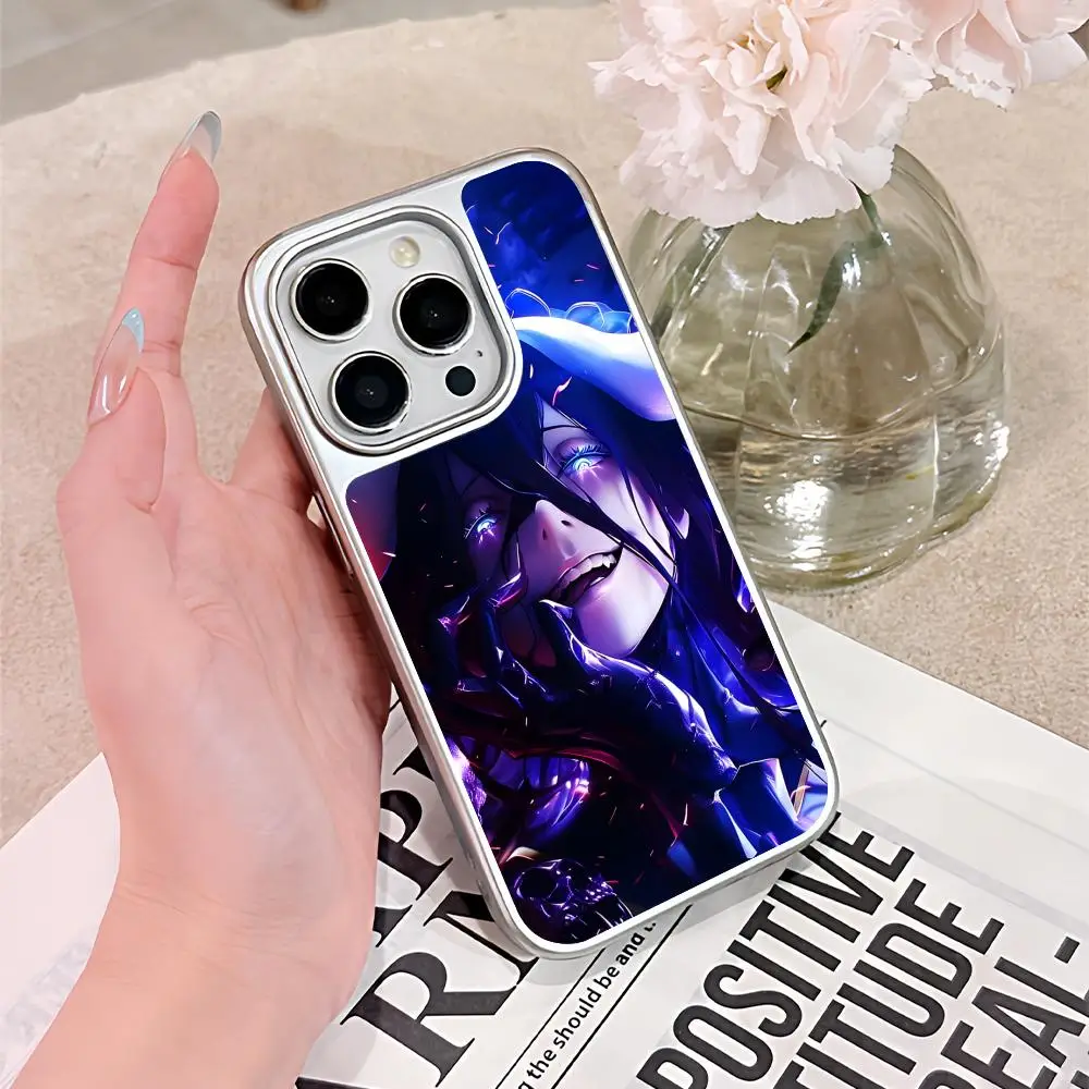 

Overlord Albedo Silver Plating Mobile Phone Case for iPhone 17 16 15 14 13 12 11 Air Pro Max Plus Colorful Cover