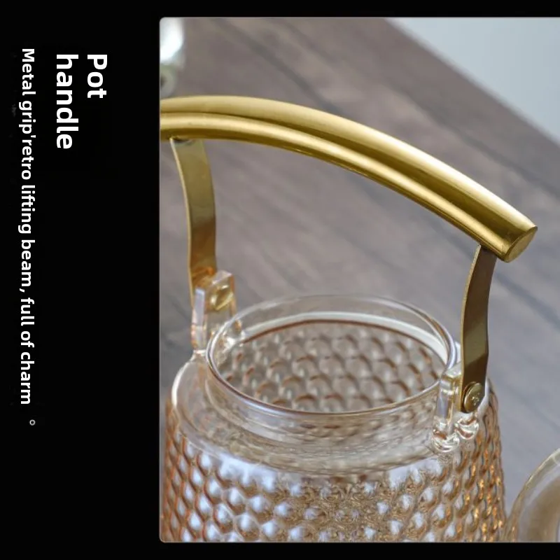 Hammer Japanese beam pot copper handle retro boiling teapot large capacity large hole sky pot high borosilicate glass teapot