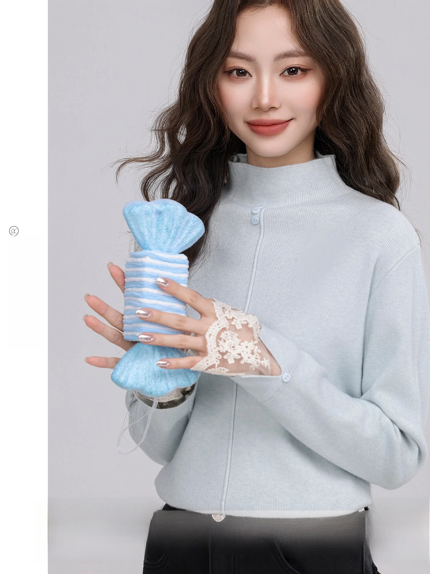 

Зимняя вязаная кофта с кружевными вставками, женская, модная, с высоким воротником, длинная, дышащая, комфортная, из смесового хлопка, для повседневной носки