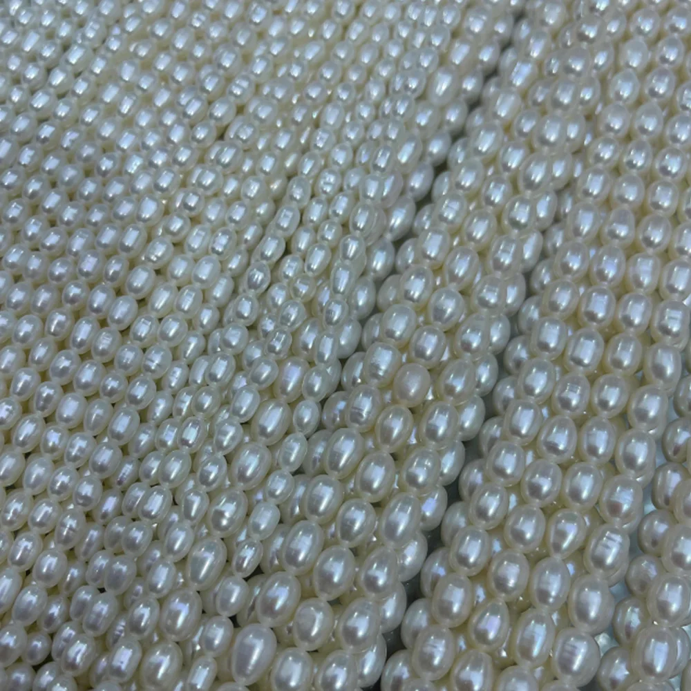 AAA 100% High Quality Natural Freshwater Pearls White Rice Loose Spacer Beads for Jewelry Making DIY Necklace Bracelet Accessory