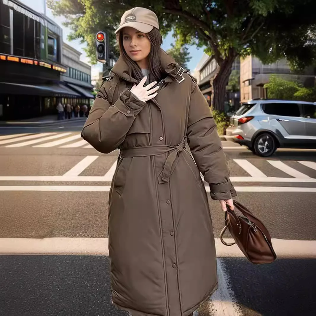 2024 Winter Long Women\'s Parkas Coats Female Stand Collar Warm Thicken Cotton Jacket Women Casual Hooded Winter Jacket For Women