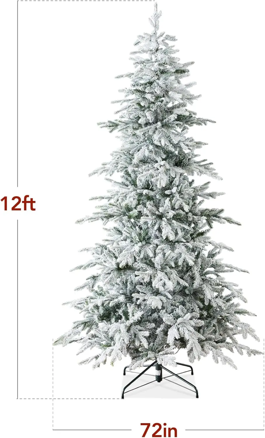 Lighted Aspen Christmas Tree, 12ft Flocked Artifical Noble Fir, Pre-Lit White & Multicolored LED Lights Pre-Lit White