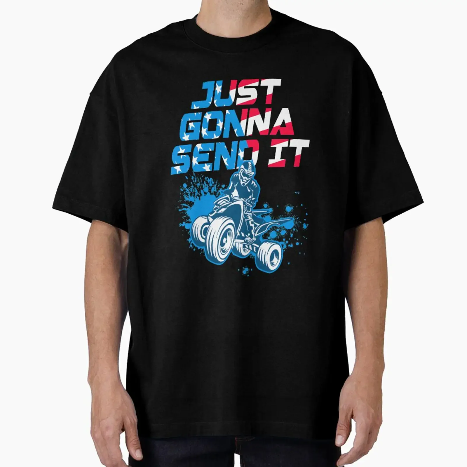 Just Gonna Send It ATV Quad Biking Design Four Wheeler American Flag designed and sold by Sean Moon vintage Washed homme