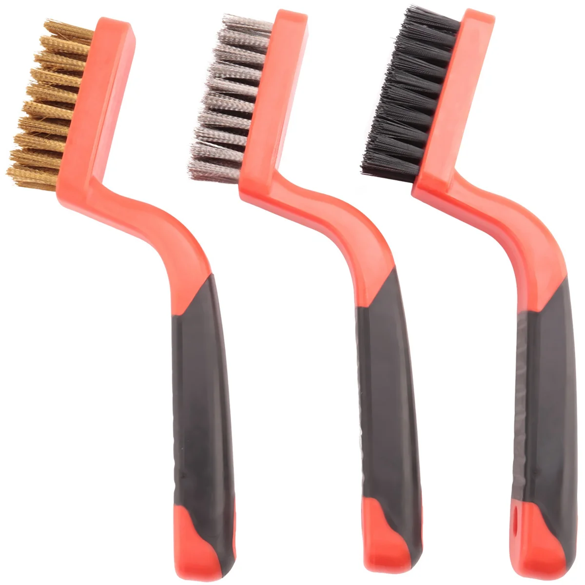 3Pcs Wire Brush Cleaning Brush Set Dirt Paint Scrubbing Stripper Brush with Soft Wide Curved Handle