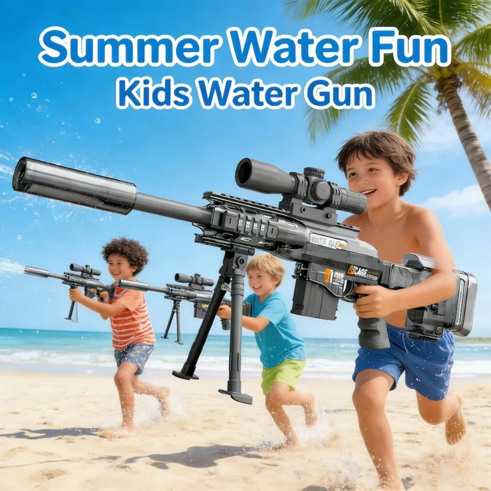 Vollautomatische elektrische Wasserpistole mit Blinklicht, schnellem Feuer und motorisiertem Blaster für sommerlichen Outdoor-Spaß & Kinderspiele