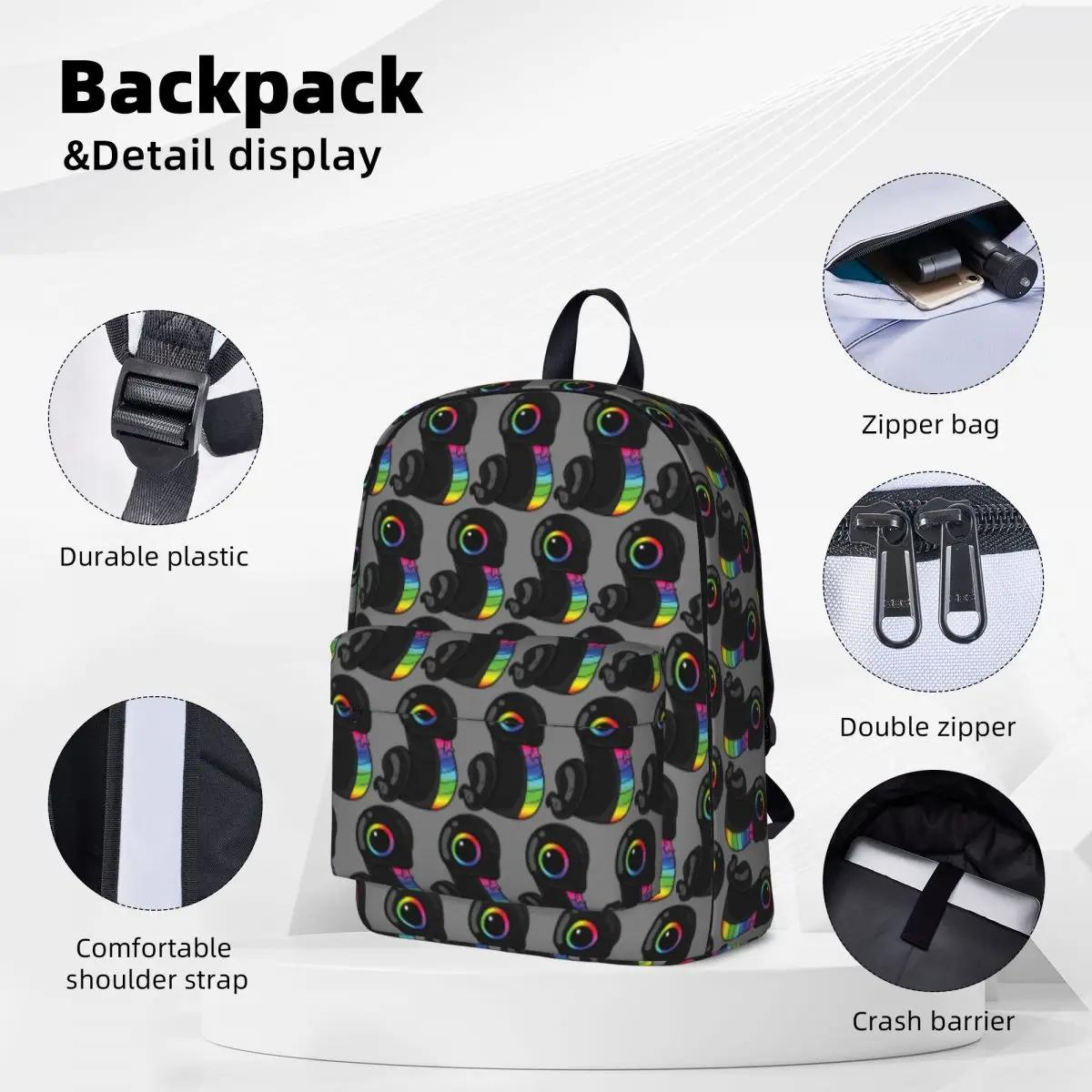 Sneki Snek Fan Design Razer RGB Sticker Backpacks Student Book bag Shoulder Bag Travel Rucksack Fashion Children School Bag