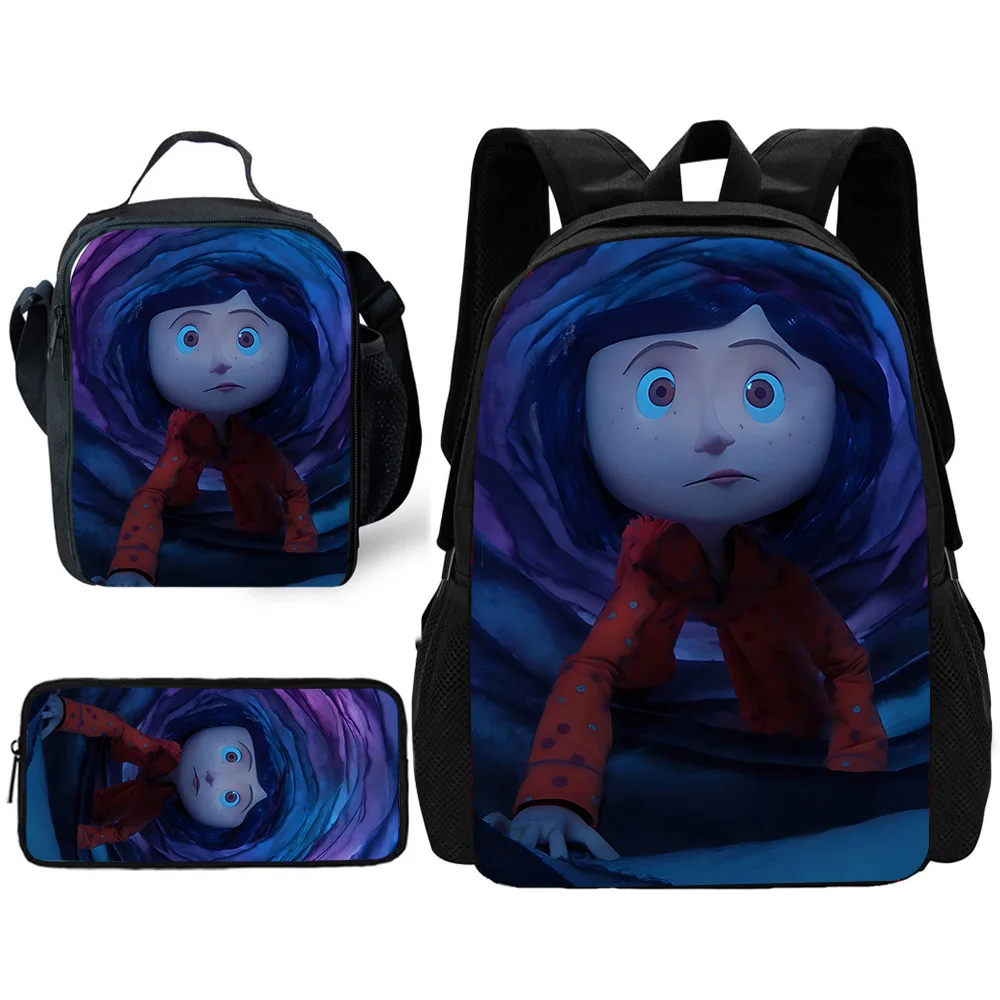 3 pcs set For C-Coralines Child School Backpack with Lunch Bags ,Pencil Bags ,School Bags for Boys Girls Best Gift