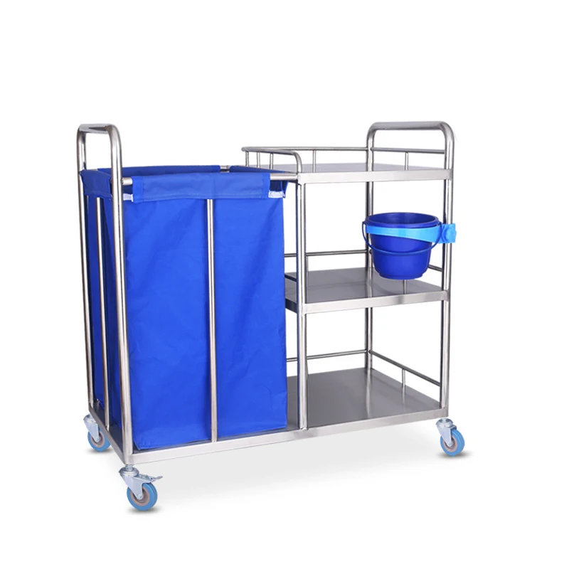 Hospital Non Medical Waste Cleaning Cart Medical Stainless Steel Laundry Trolley