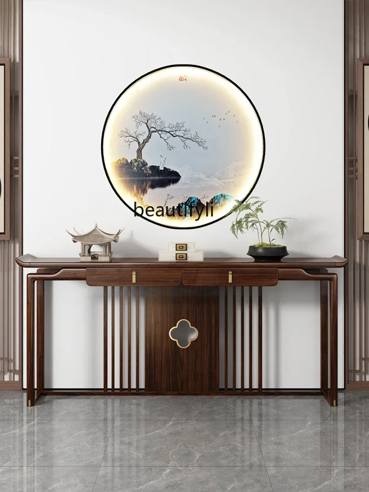 

A57 New Chinese-style entrance table, strip case entrance against the wall ebony wood light luxury table solid wood entrance cab