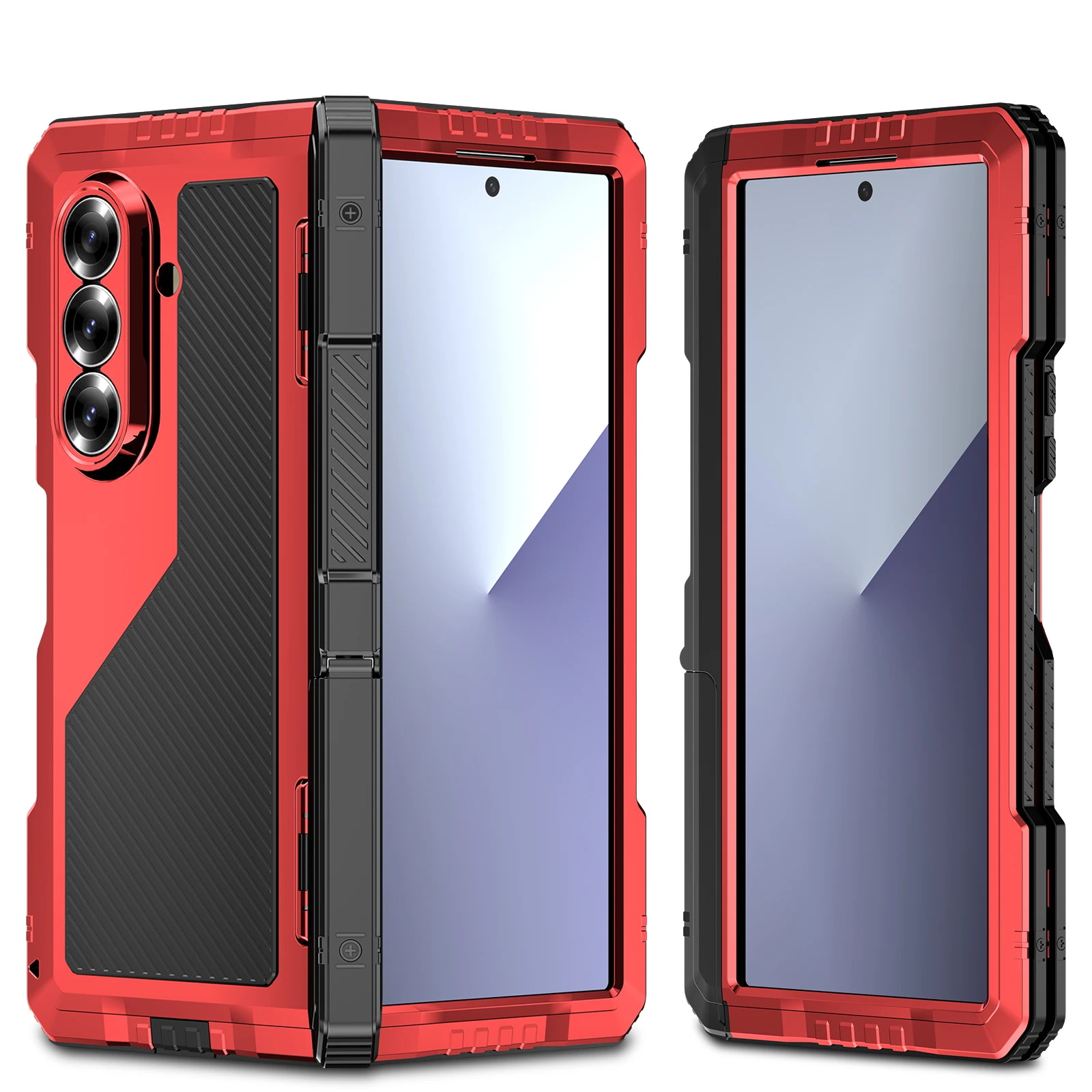Wytrzymałe etui Super Armor do Samsung Galaxy Z Fold7, 8, 6, 5, 4 – silikonowe, z elementami z aluminium, zapewniające pełną ochronę, z funkcją składanej podstawki, odporne na wstrząsy.