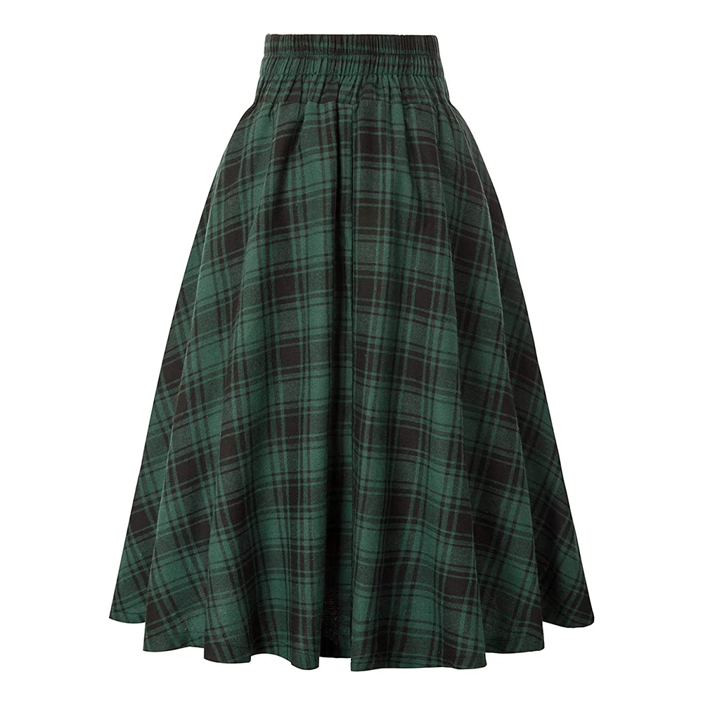 Casual Printed Skirts Scene Skirt Casual Swing Skirt Plaid Skirt Available In All Seasons Moderate Elasticity Polyester Fabric