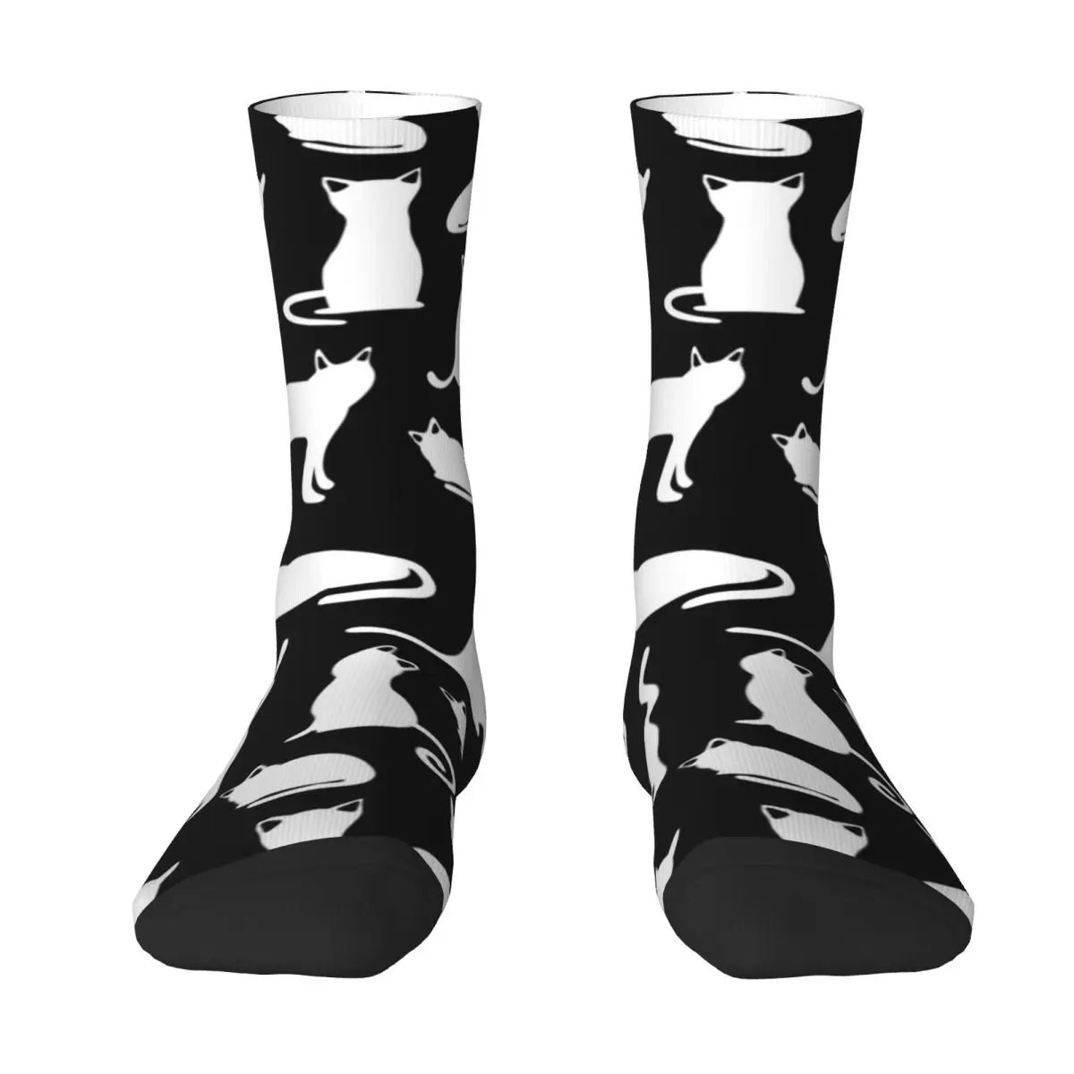 Black White Cat Pattern Socks Kitten Family Playful Cats Gothic Stockings Women Breathable Outdoor Socks Winter Non Slip Socks