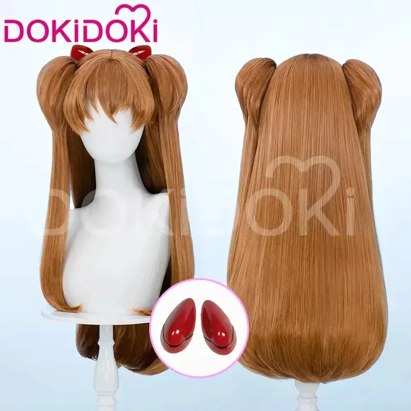 

qq 123IN STOCK Asukaa Misato Front Lace Wig Anime EVA Cosplay DokiDoki Women Long Hair Katsuragi Ponytail Necklace Hat