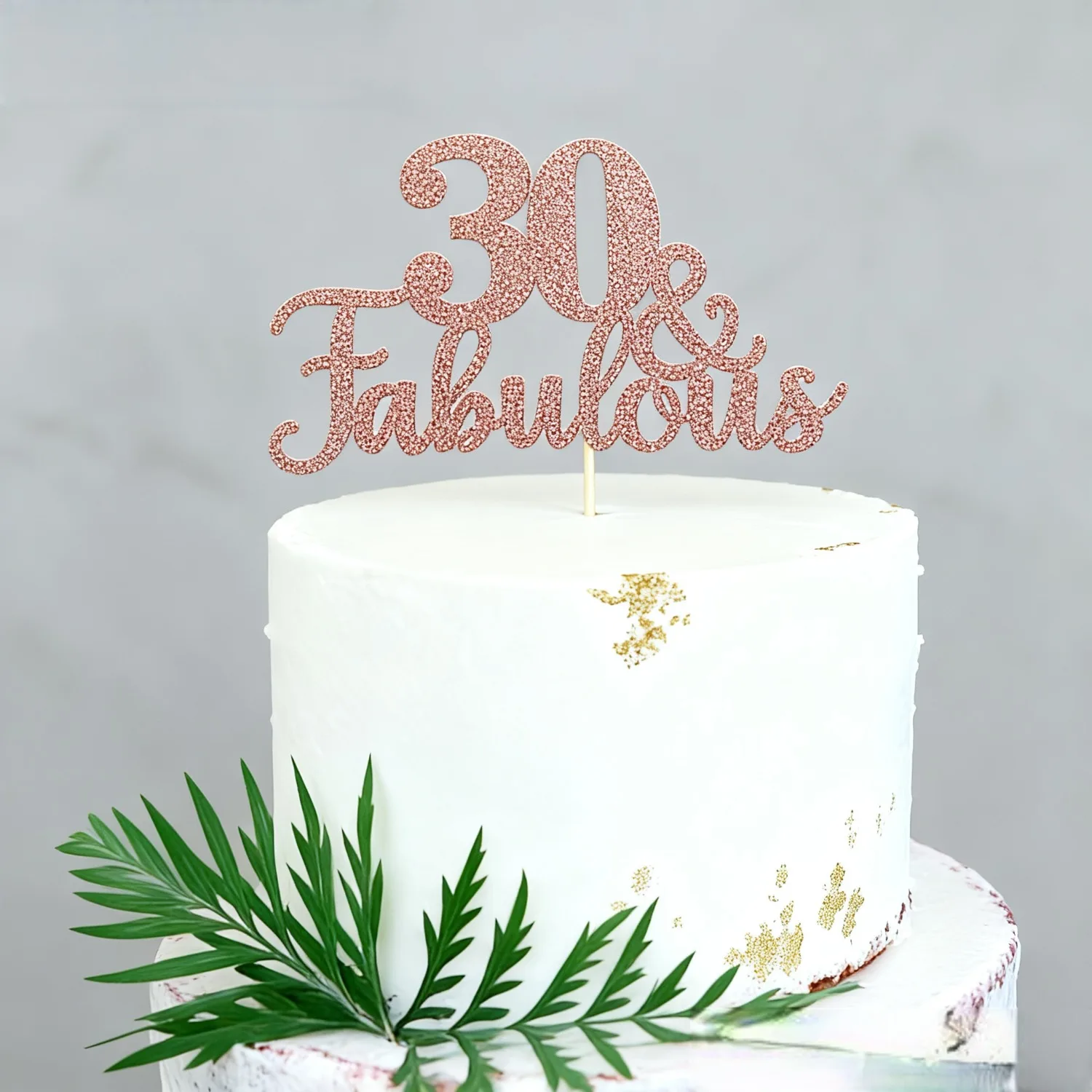 1 adorno para pastel con purpurina color oro rosa, decoración para pastel de 30 cumpleaños para mujeres y hombres